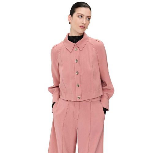 Veronika Maine Pink Beige Viscose Twill Shirt Jacket